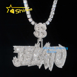 2.5'' custom letter pendant silver 925 vvs moissanite diamond jewelry iced out hip hop pendants