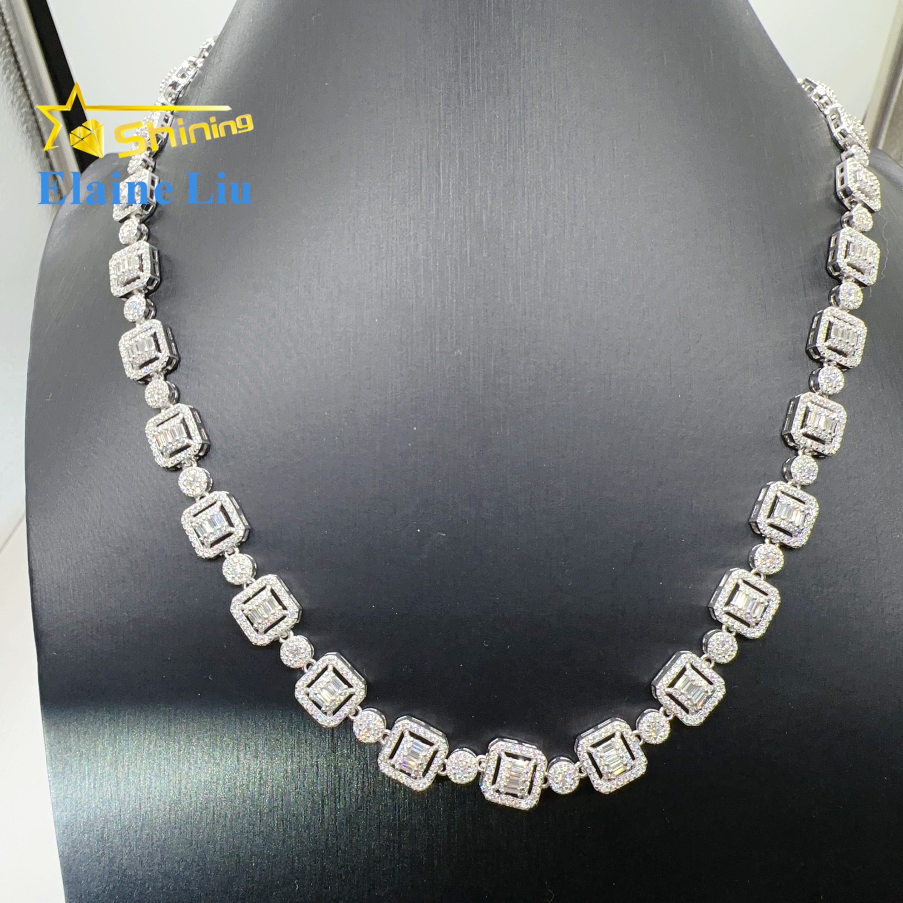 Fine jewelry luxury 925 sterling silver hip hop iced out custom diamond vvs moissanite necklace