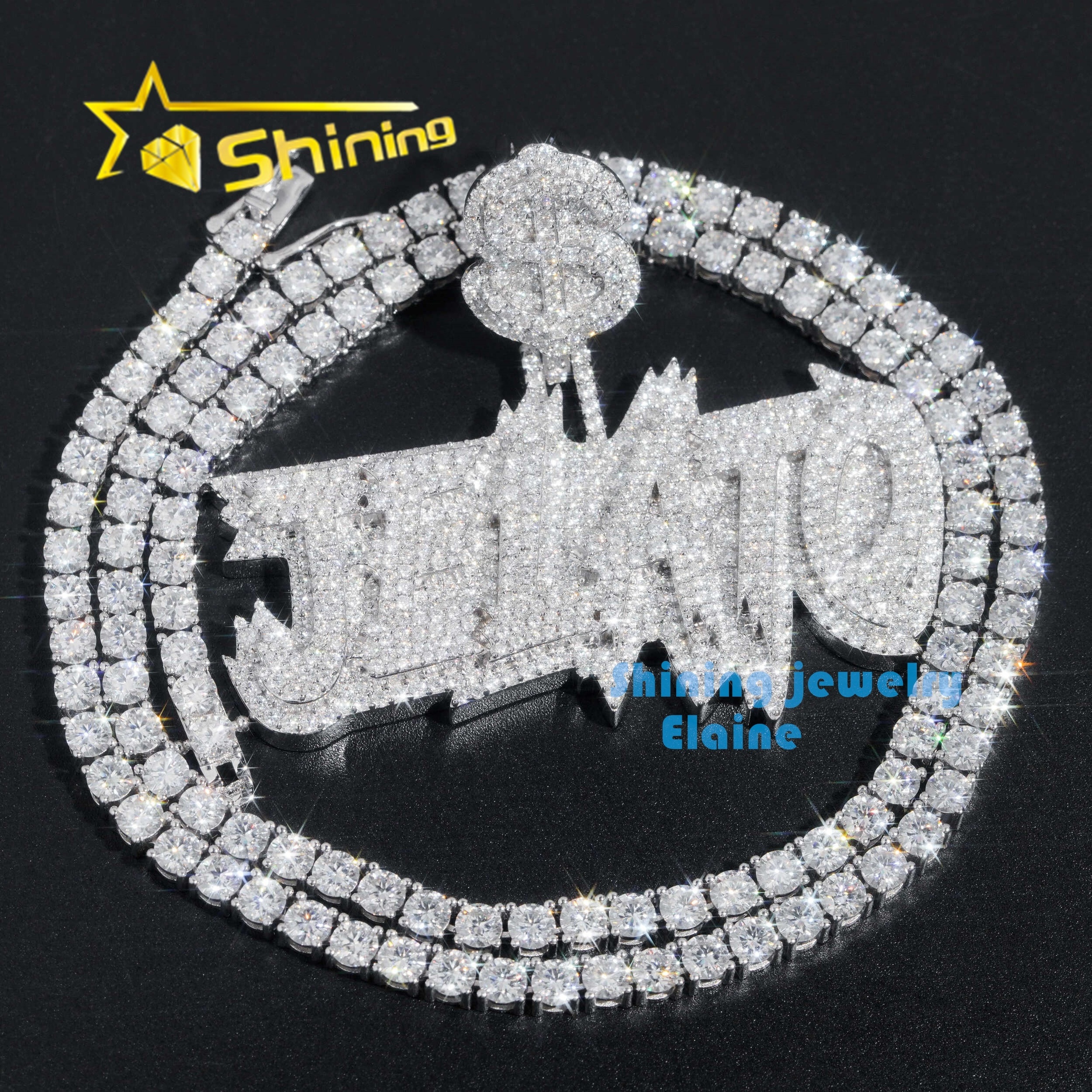 2.5'' custom letter pendant silver 925 vvs moissanite diamond jewelry iced out hip hop pendants