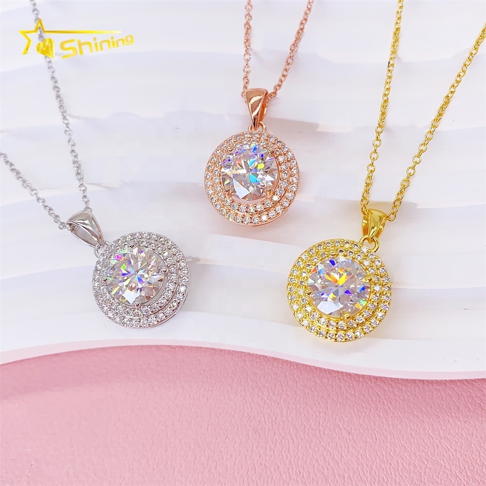 New Fine Jewelry Sets Women Gold Jewelry VVS Moissanite Diamond Necklace Pendant Rings Wedding Jewelry Set for women