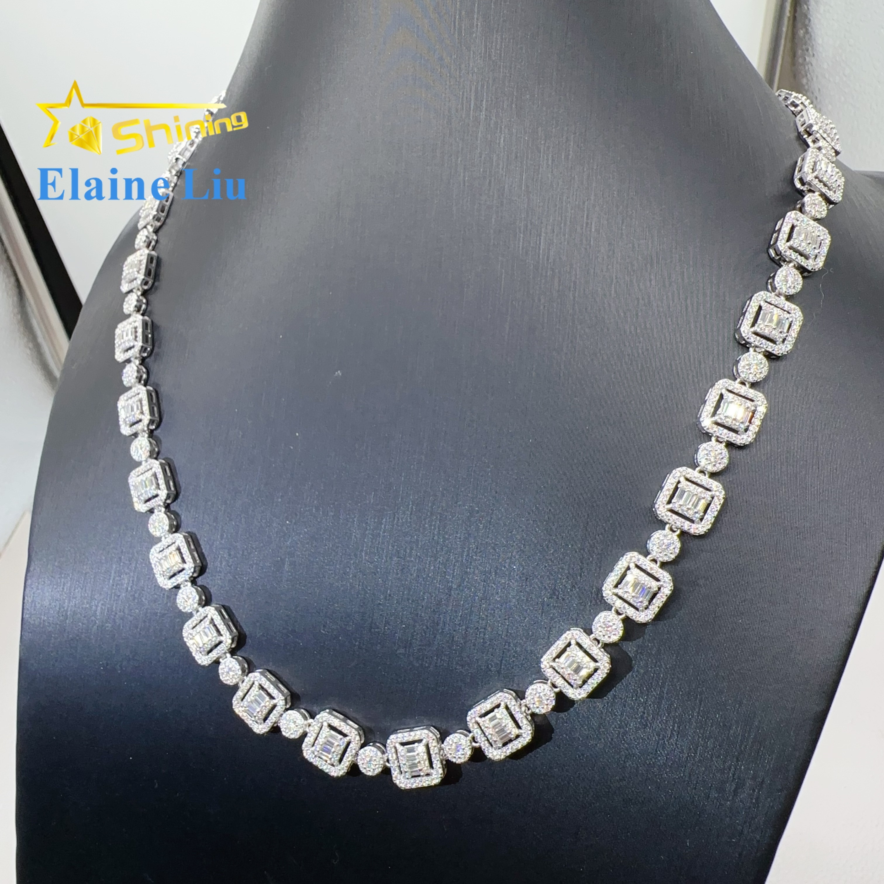 Fine jewelry luxury 925 sterling silver hip hop iced out custom diamond vvs moissanite necklace