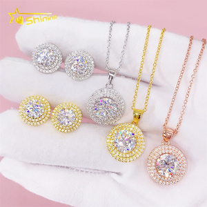 New Fine Jewelry Sets Women Gold Jewelry VVS Moissanite Diamond Necklace Pendant Rings Wedding Jewelry Set for women