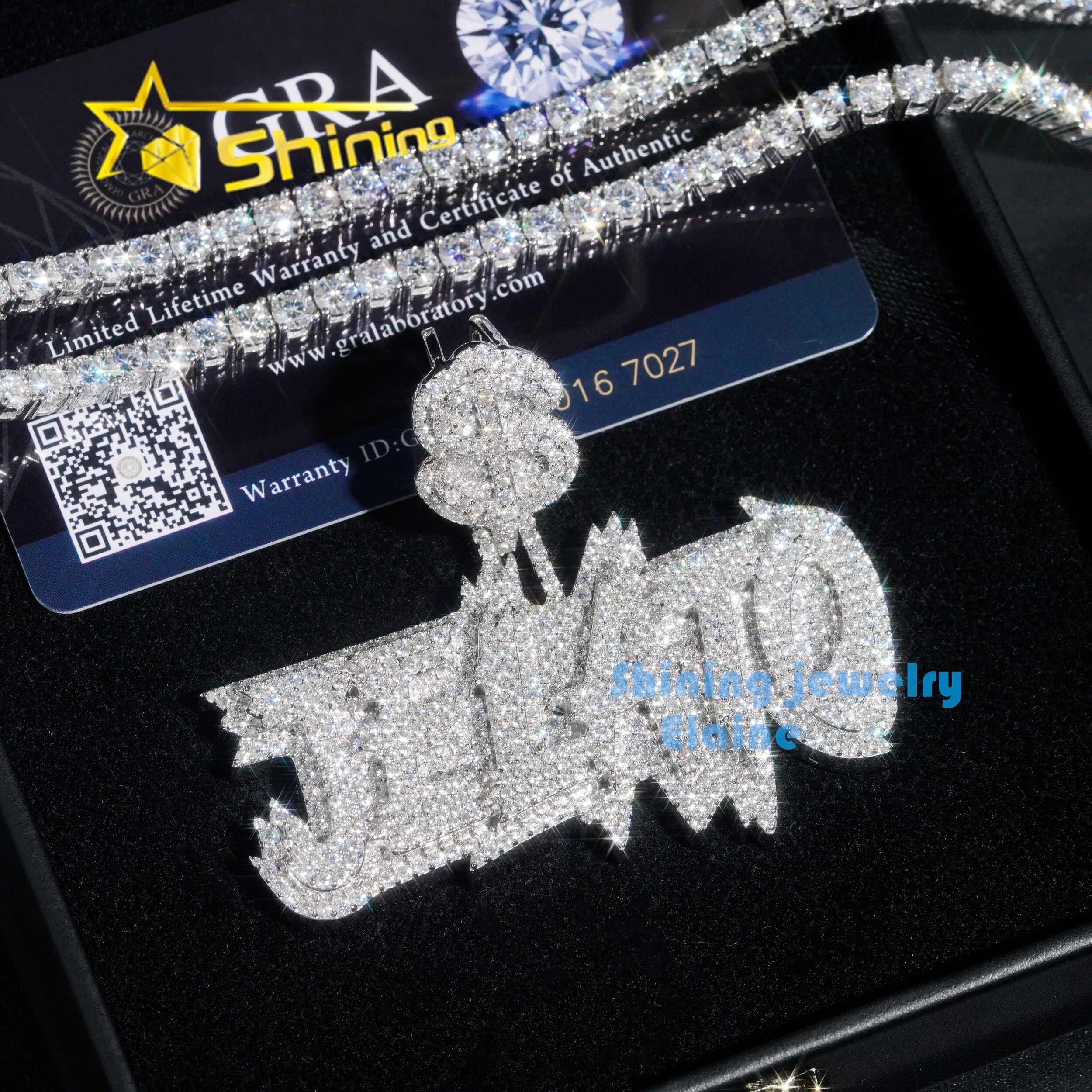 2.5'' custom letter pendant silver 925 vvs moissanite diamond jewelry iced out hip hop pendants