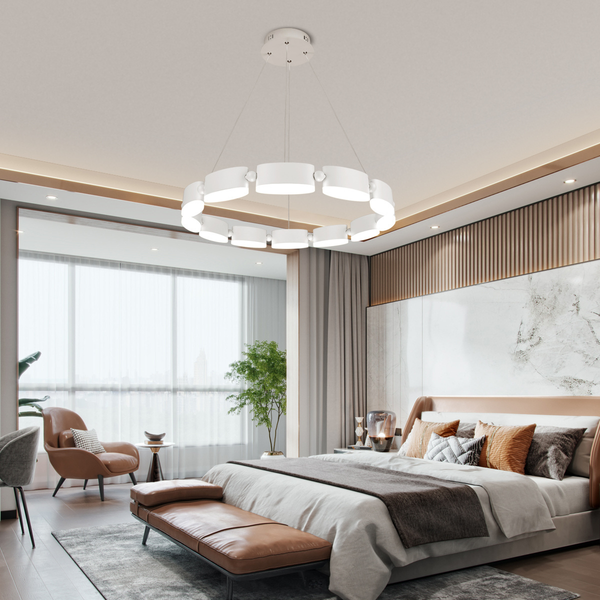 Nordic Cheap Hot Sell Modern Simple Acrylic Custom Decorative Ring Round Chandelier Ceiling Hanging Pendant Lamp Indoor Lighting