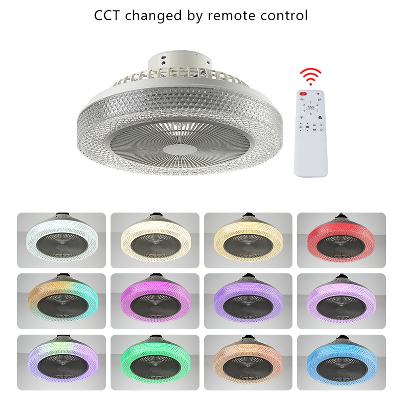 SLYNN Smart RGB Ceiling Fan with Light Dimmable Color Light For Bedroom Living Room Apartment LED Fan Chandelier with Remote