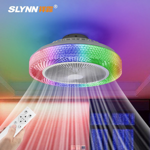 SLYNN Smart RGB Ceiling Fan with Light Dimmable Color Light For Bedroom Living Room Apartment LED Fan Chandelier with Remote