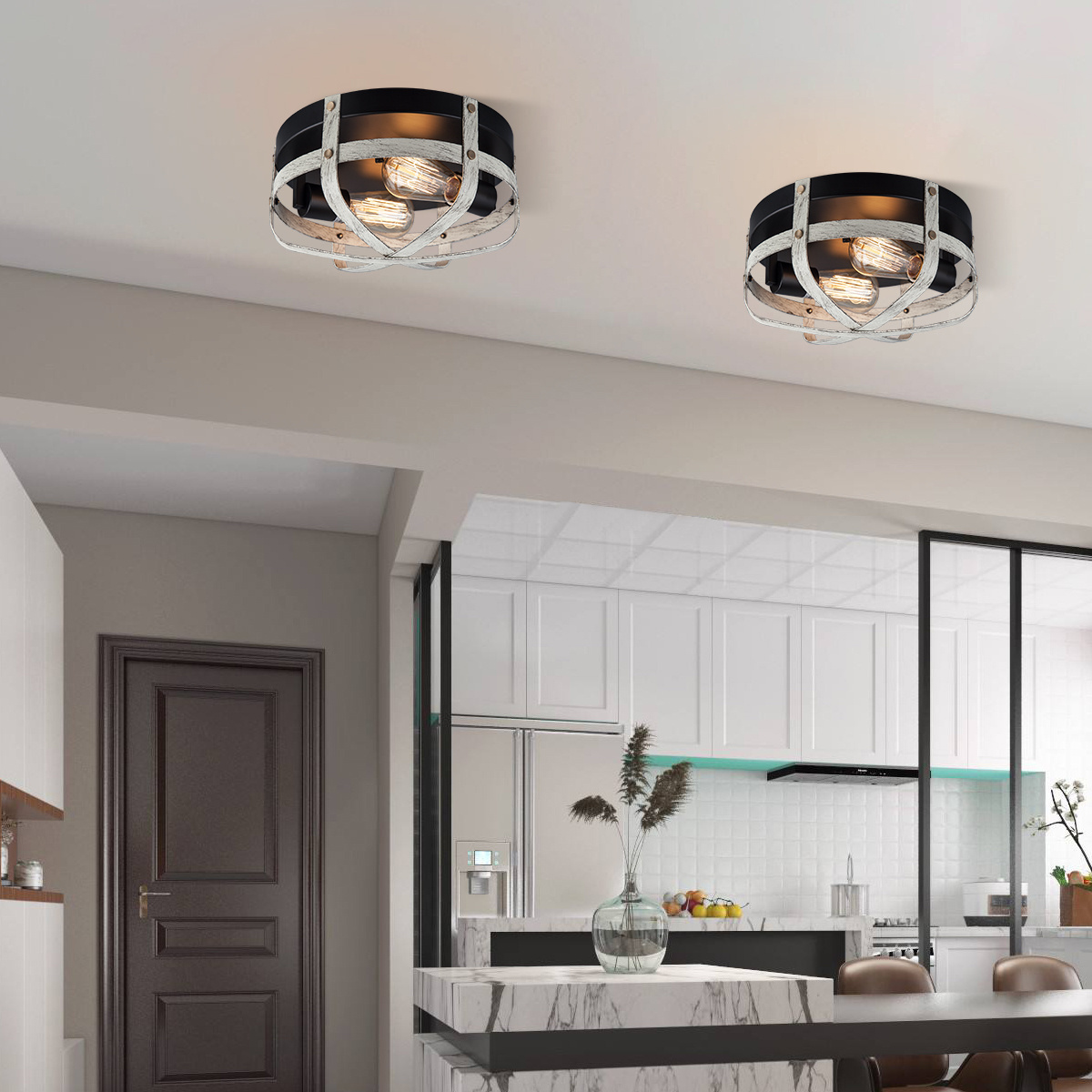 Nordic Creative Round Led Ceiling Lights E26 Modern Chandelier Ceiling Pendant Light Fixture for Living Room Decoration