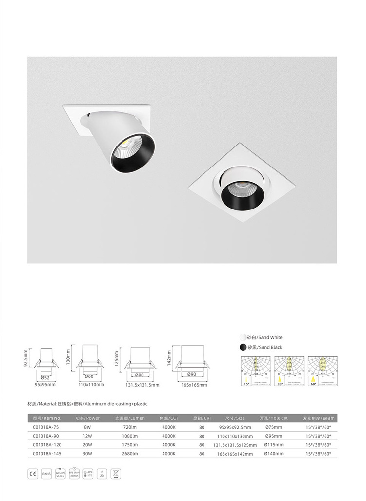 SLYNN 30W 20W 18W 15W LED Ceiling Spot Light 360 Degree Rotatable Surface Mounted Ceiling Downlight