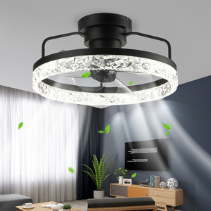 SLYNN Black Ceiling Fan with Light 3 Color Dimmable Remote Control Fan Lamp LED Invisible Hanging Fan Light for Living room