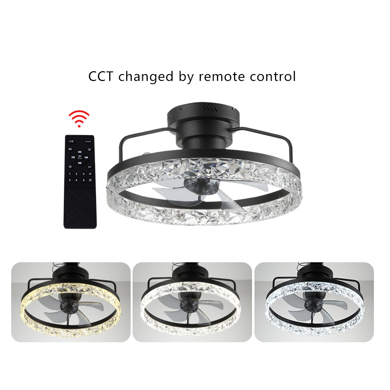 SLYNN Black Ceiling Fan with Light 3 Color Dimmable Remote Control Fan Lamp LED Invisible Hanging Fan Light for Living room