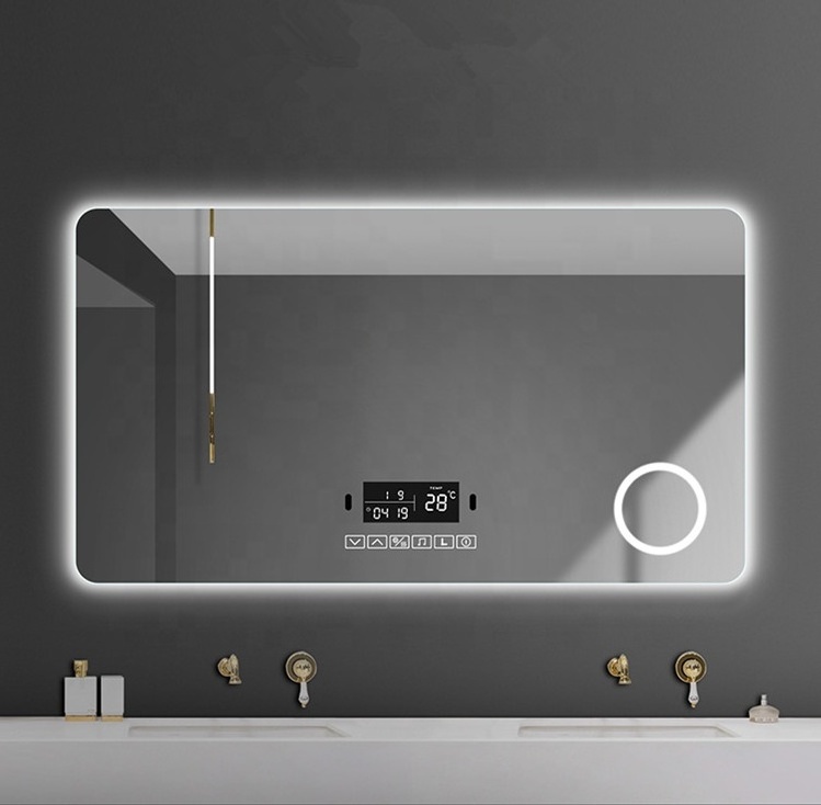 Wall mounted bathroom makeup mirror with led light and 3x magnification battery operation big size