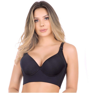 ODM/OEM Women Deep Cup Bra Hide Back Fat Full Back Coverage Bra with Shapewear Incorporated Push Up plus size Bras