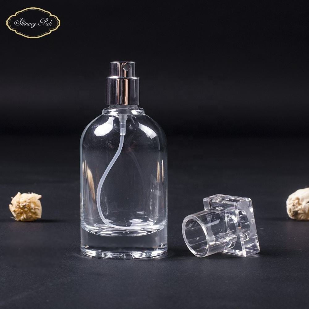 30Ml 50Ml 100Ml Silver Cap Plain Laboratory Clear Glass Round Perfume Bottle