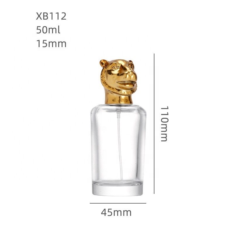 Luxury Design 50Ml Zodiac Zinc Alloy Metal Cap Unique Empty Glass Perfume Bottle