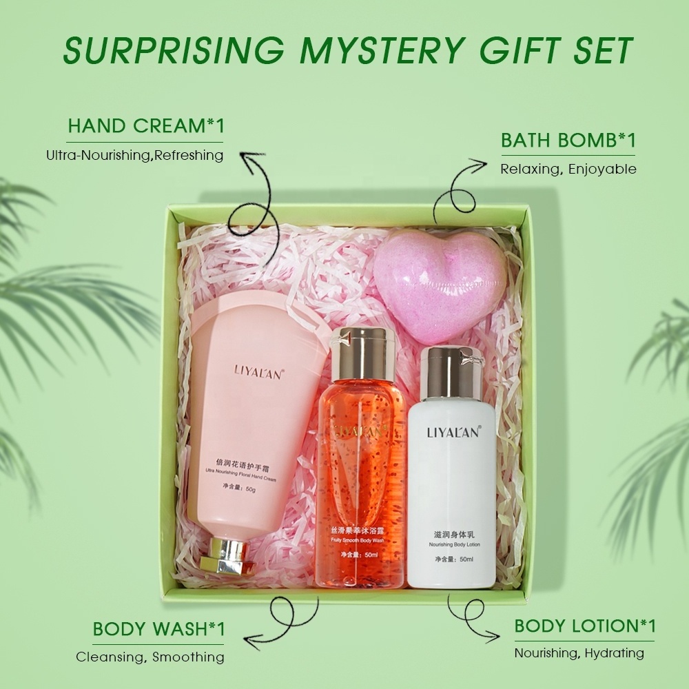 Bath Set Shower Gel Bath Bomb Body Lotion Hand Cream Spa Gift Sets for Women