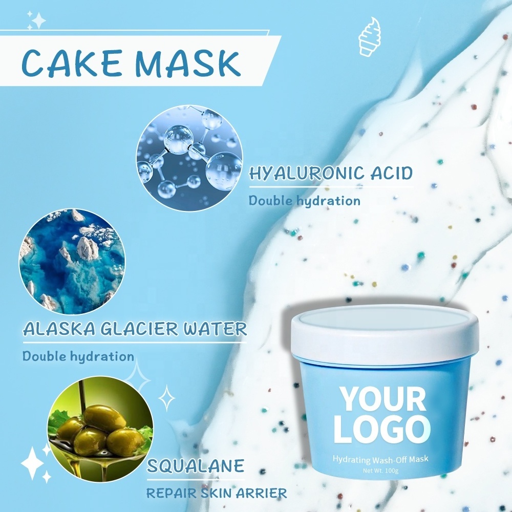 OEM Custom Cake Mud Mask Face Moisturizing Soothing Clean Organic Matcha Berry Ice Cream Clay Mask