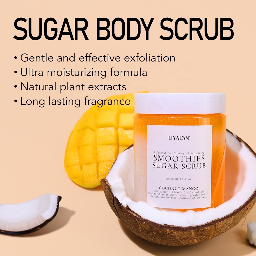 Private Label Bath SPA Skin Clean Hydration Exfoliating Vegan Fruit Mango Whipped Sugar Scrub For Body