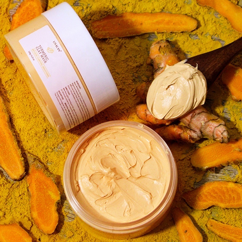 Private Label Tumeric Vegan Face Anti-acne Reduce Blackheads Exfoliating Vitamin C Turmeric Clay Mask