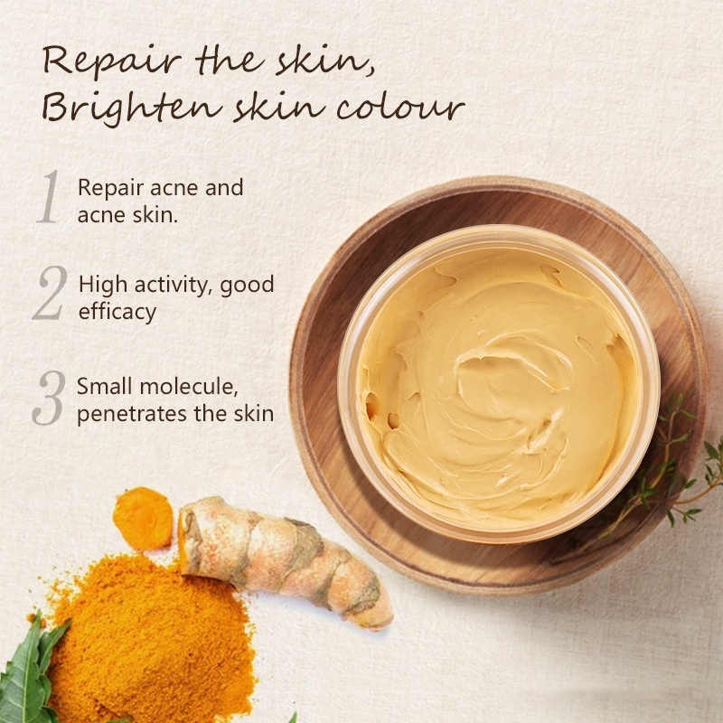 Private Label Tumeric Vegan Face Anti-acne Reduce Blackheads Exfoliating Vitamin C Turmeric Clay Mask