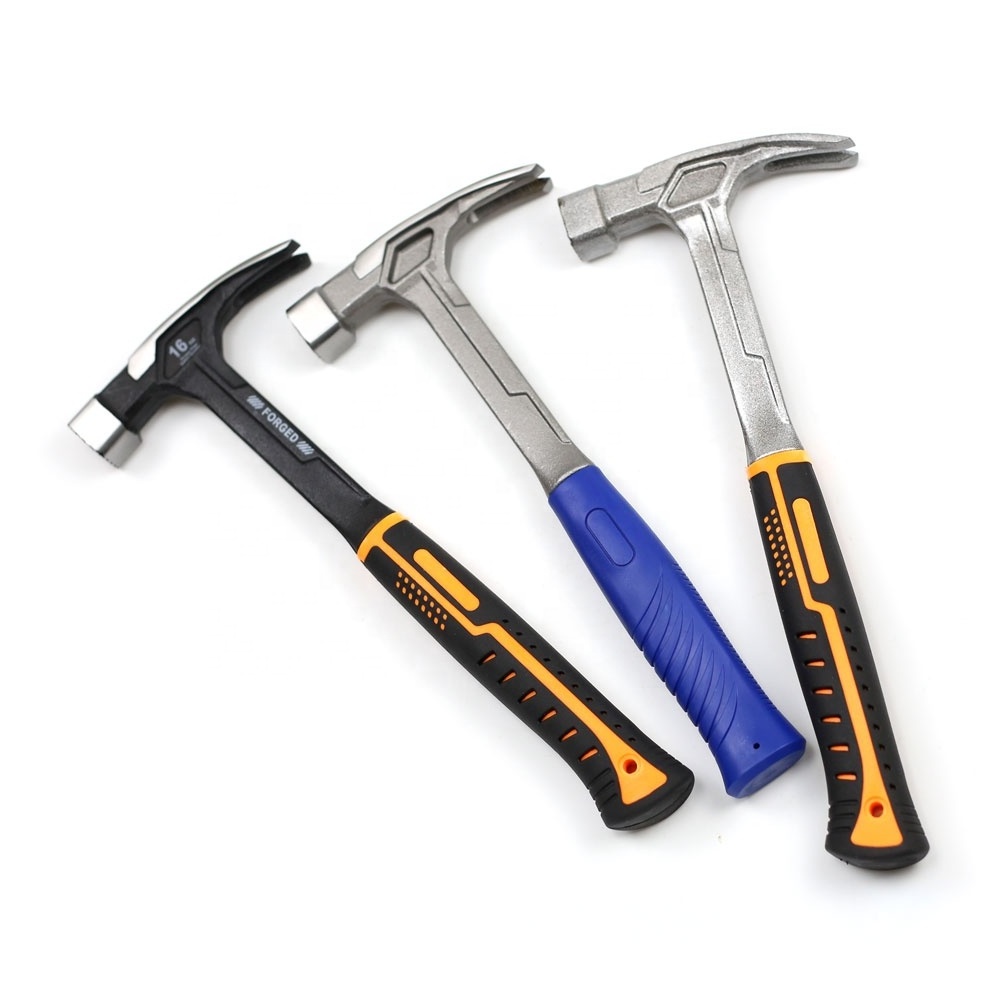 One-piece drop forged claw hammer with connected integrated handle