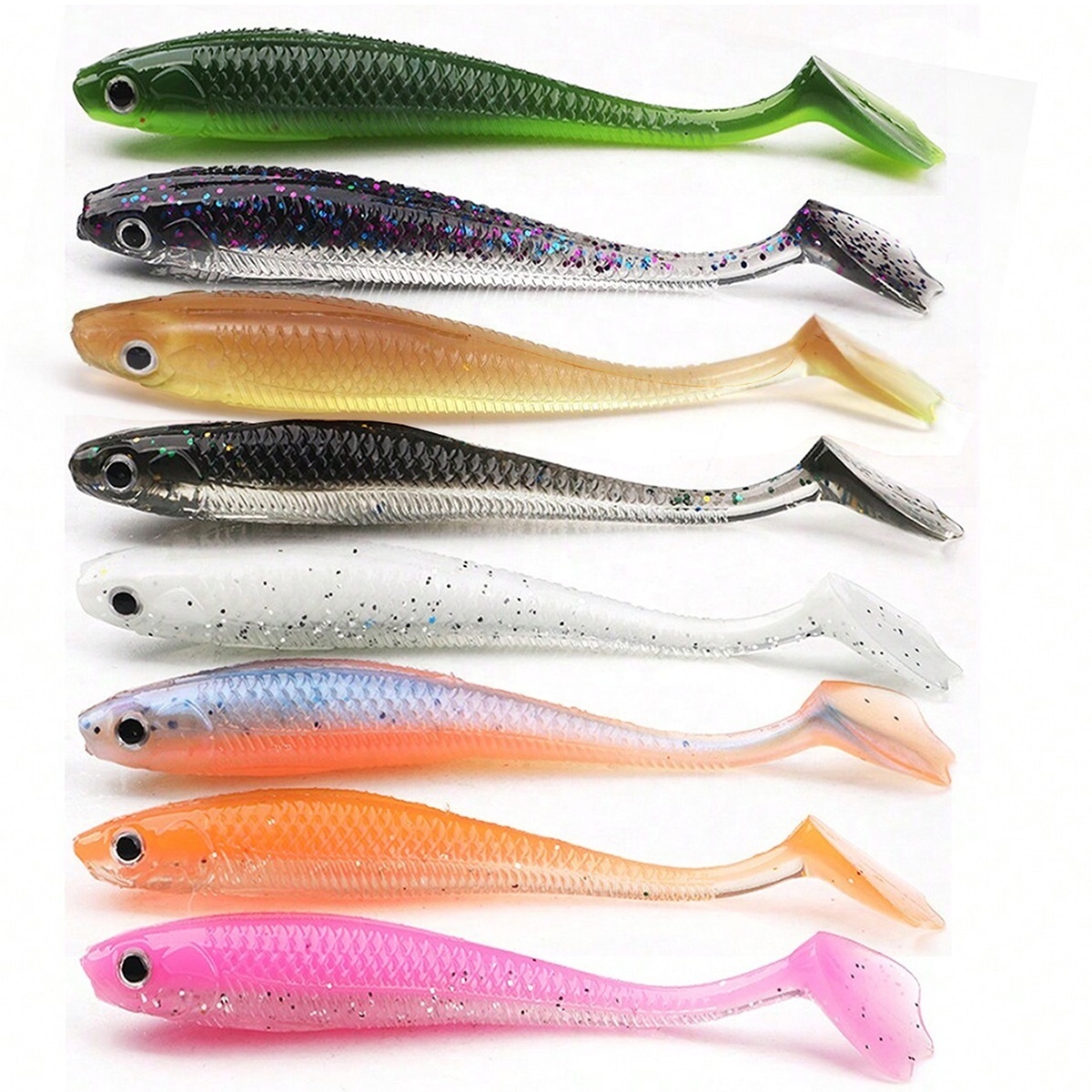 New High Quality 3D Fish Eye Soft Fishing Lure Bait Plastic Duck Tail Fishing Lure 9 cm 5.6g Silicone Lure Artificial Bait