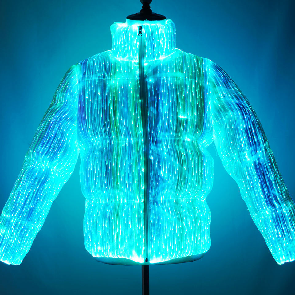 App Control Led Clothing Coat Light Up Fiber Optic Down Jackets Men and Woman Winter Jackets