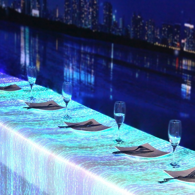 Custom Luminous Fiber Optic Table Cloth Led Light Up Table Cloth