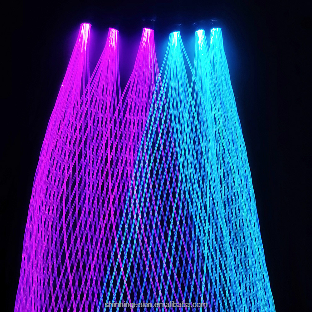 Fiber Optic Mesh-Rechargeable LED Fiber Optic Mesh Lights Kits for Rave Dresses Ceiling - Colorful Optical Fiber Netting Light