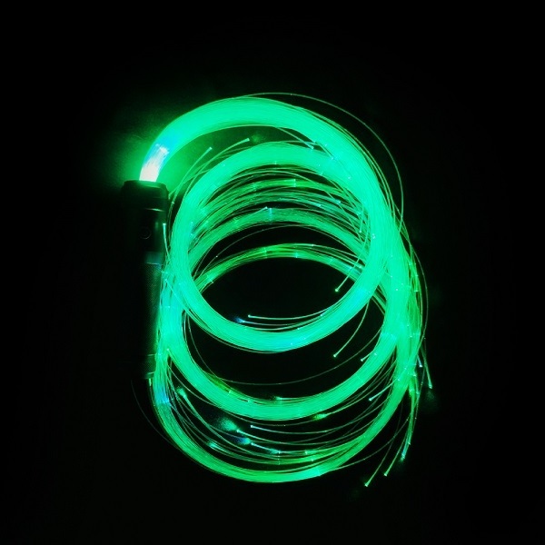 Battery Operated LED RGB Fiber Optic Whip Lights with End Glow Flashing Effect for Dance