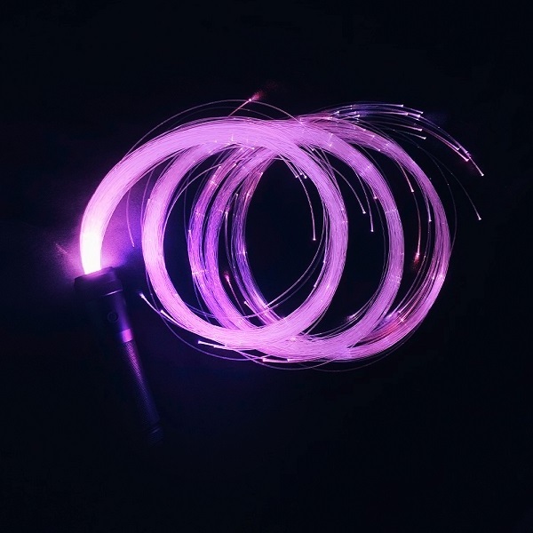 Battery Operated LED RGB Fiber Optic Whip Lights with End Glow Flashing Effect for Dance