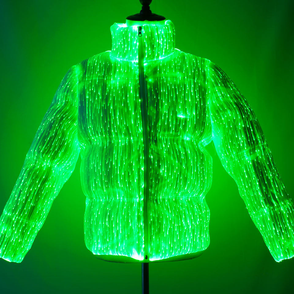 App Control Led Clothing Coat Light Up Fiber Optic Down Jackets Men and Woman Winter Jackets