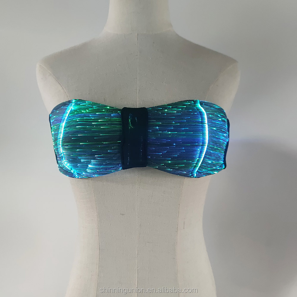 LED Luminous Bra LED Girl Bra for Party Rave Performance LED Fiber Optic Light up Clothing and Textiles Color Change LED Bra