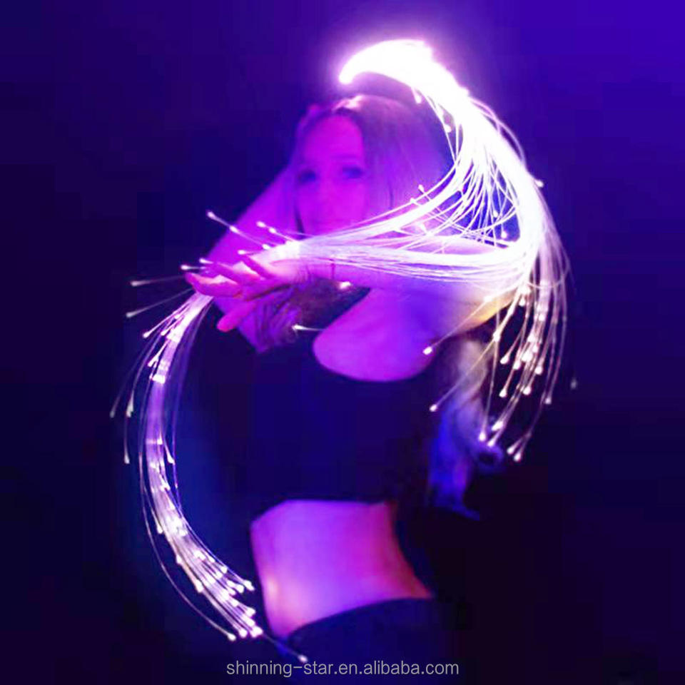 Battery Operated LED RGB Fiber Optic Whip Lights with End Glow Flashing Effect for Dance