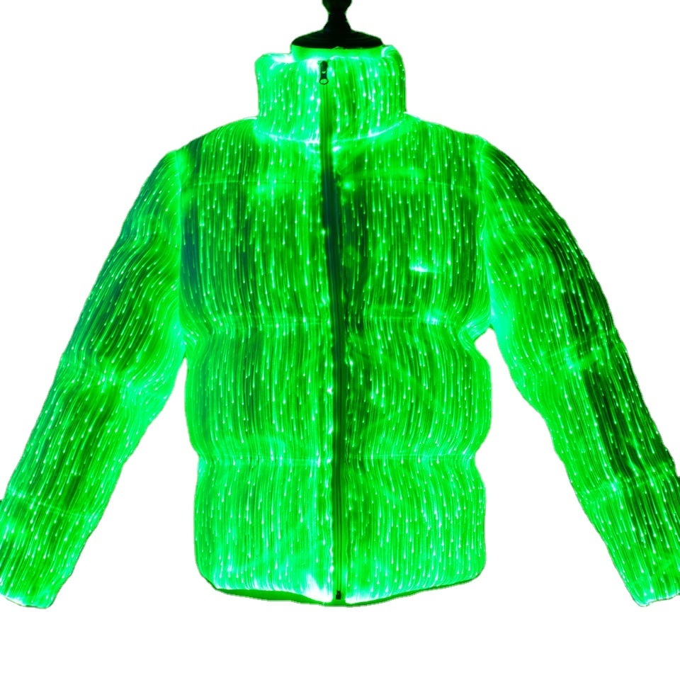 Rechargeable Led Light Up Performance Unisex Cloth Warm Fashion Luminous Optical Fiber Down Jacket Coats Puffer Jacket