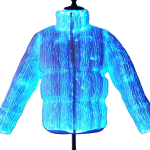 Rechargeable Led Light Up Performance Unisex Cloth Warm Fashion Luminous Optical Fiber Down Jacket Coats Puffer Jacket