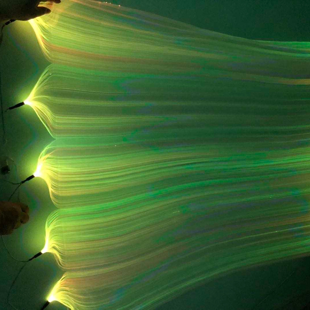 RGB 7 Color Changeable Light Up Fiber Optic Luminous Fabric Textile Led Glow In The Dark Glitter Fabric