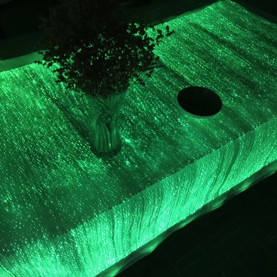 RGB 7 Color Changeable Light Up Fiber Optic Luminous Fabric Textile Led Glow In The Dark Glitter Fabric