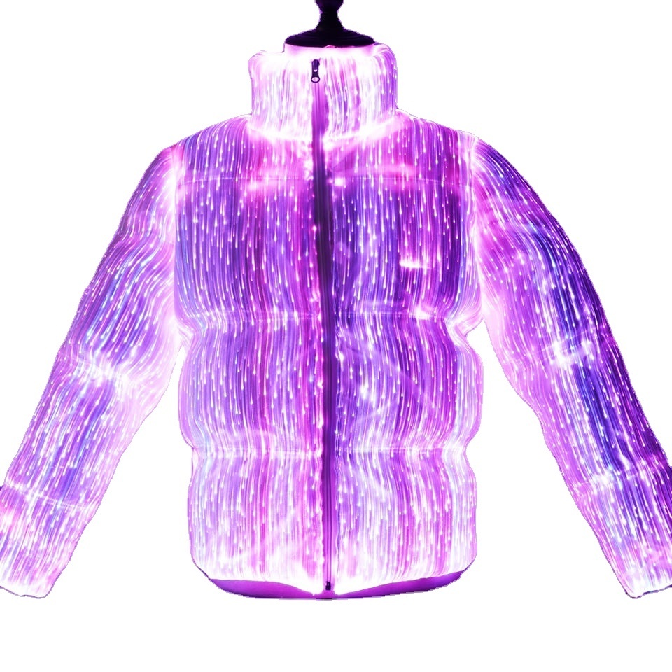 Rechargeable Led Light Up Performance Unisex Cloth Warm Fashion Luminous Optical Fiber Down Jacket Coats Puffer Jacket