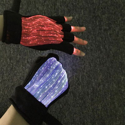 LED Flashlight Gloves Half Finger - USB Rechargeable LED Fiber Optic Light Up Fishing Hand Glove - Flashing Luminous Gloves Glow