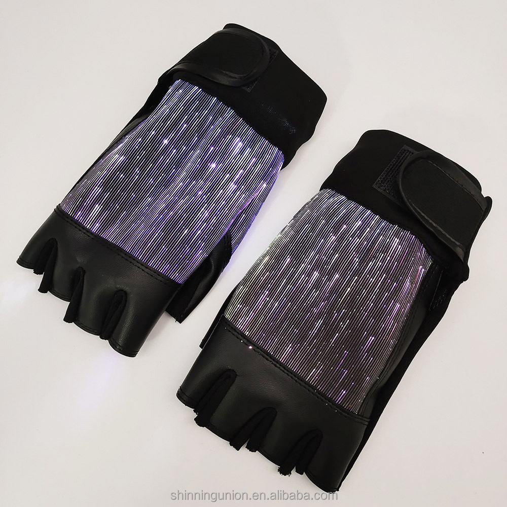 LED Flashlight Gloves Half Finger - USB Rechargeable LED Fiber Optic Light Up Fishing Hand Glove - Flashing Luminous Gloves Glow