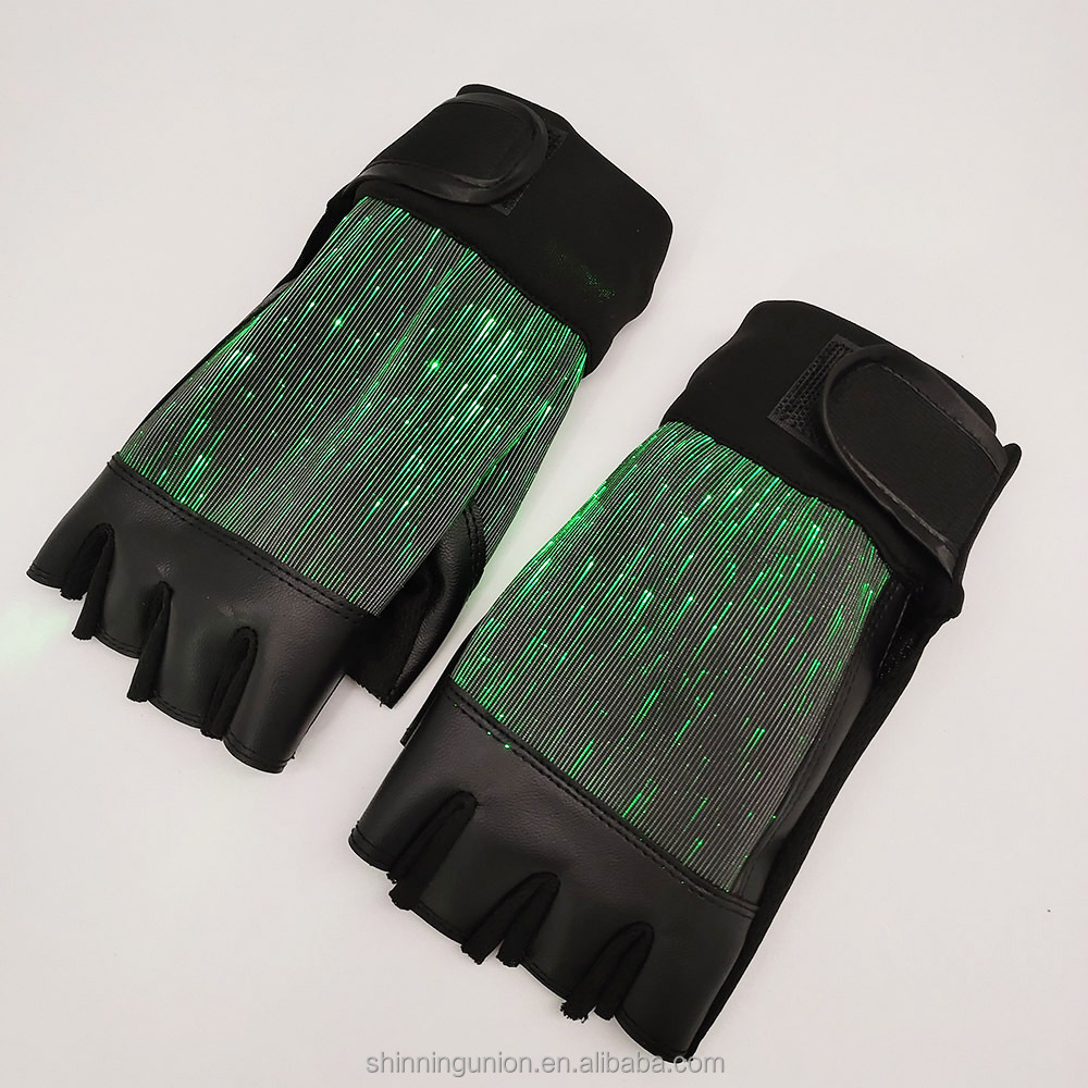 LED Flashlight Gloves Half Finger - USB Rechargeable LED Fiber Optic Light Up Fishing Hand Glove - Flashing Luminous Gloves Glow