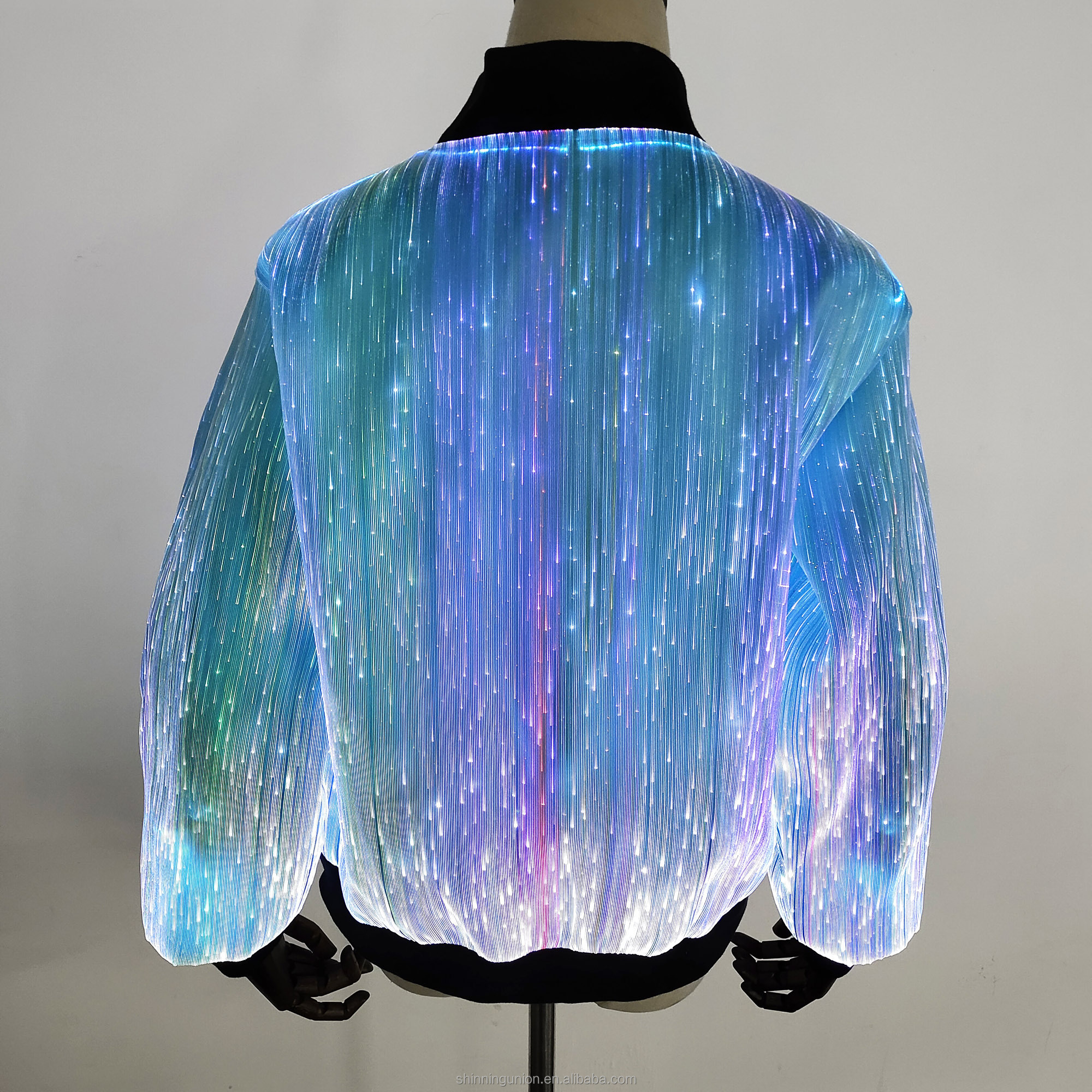 LED Rave Fiber Optic Jackets for Women - LED Light Clothing Luminous Cycling Coats Flashing Party Jacket - Colored Dance Costume