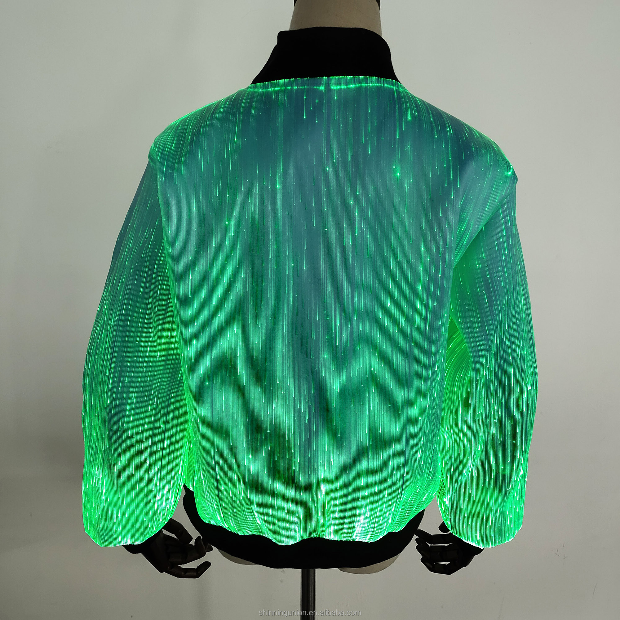 Luminous LED Rave Fiber Optic Jacket for Women - LED Light Up Sweatshirt Fluffy Jacket Hoodie Clothing LED Input Wholesale Price