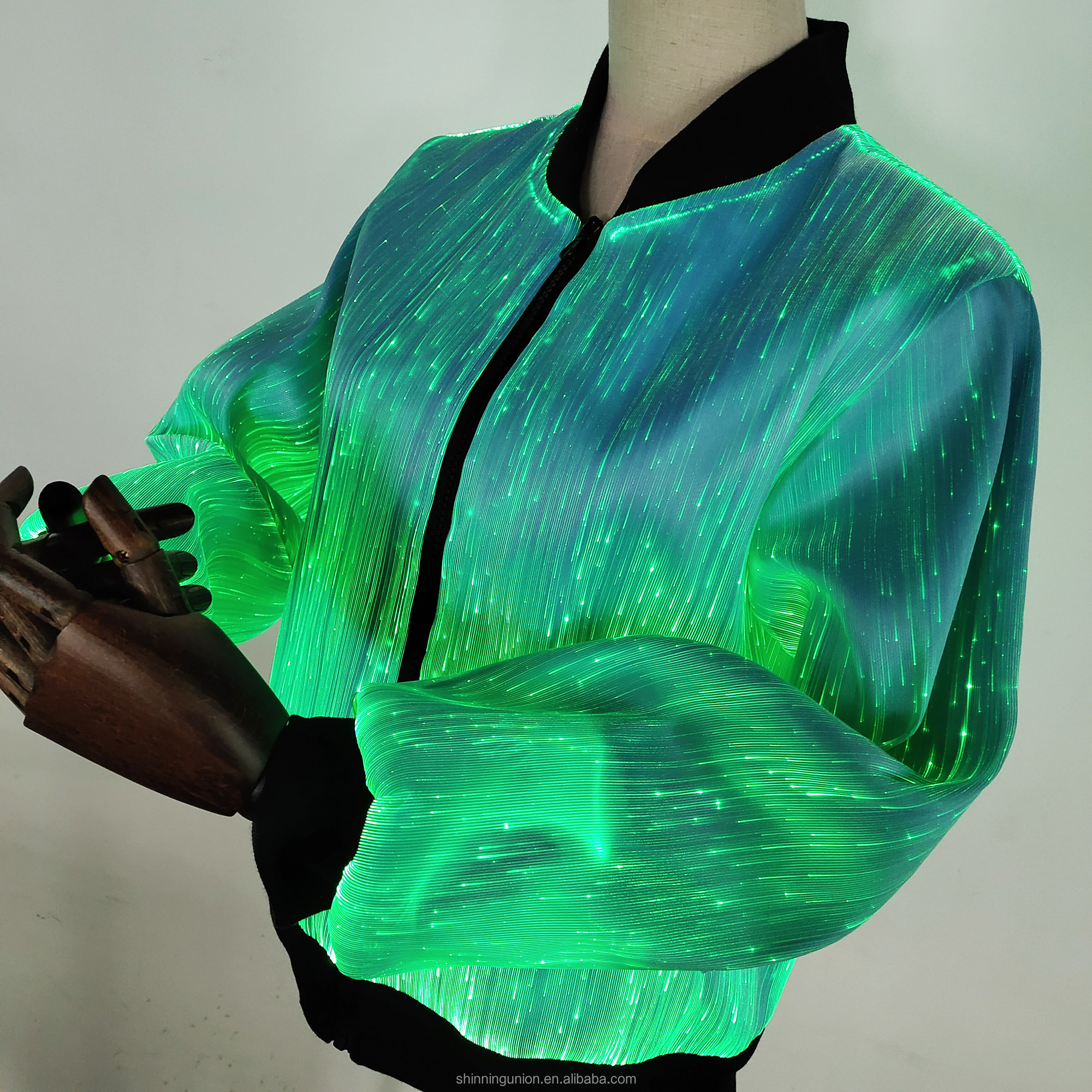 LED Rave Fiber Optic Jackets for Women - LED Light Clothing Luminous Cycling Coats Flashing Party Jacket - Colored Dance Costume