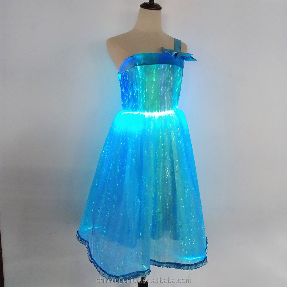 Luminous Kids Princess Dresses with LED Lights - Prom Dress LED Fiber Optics Fabric Light Up - Illuminated Evening Dress Wedding