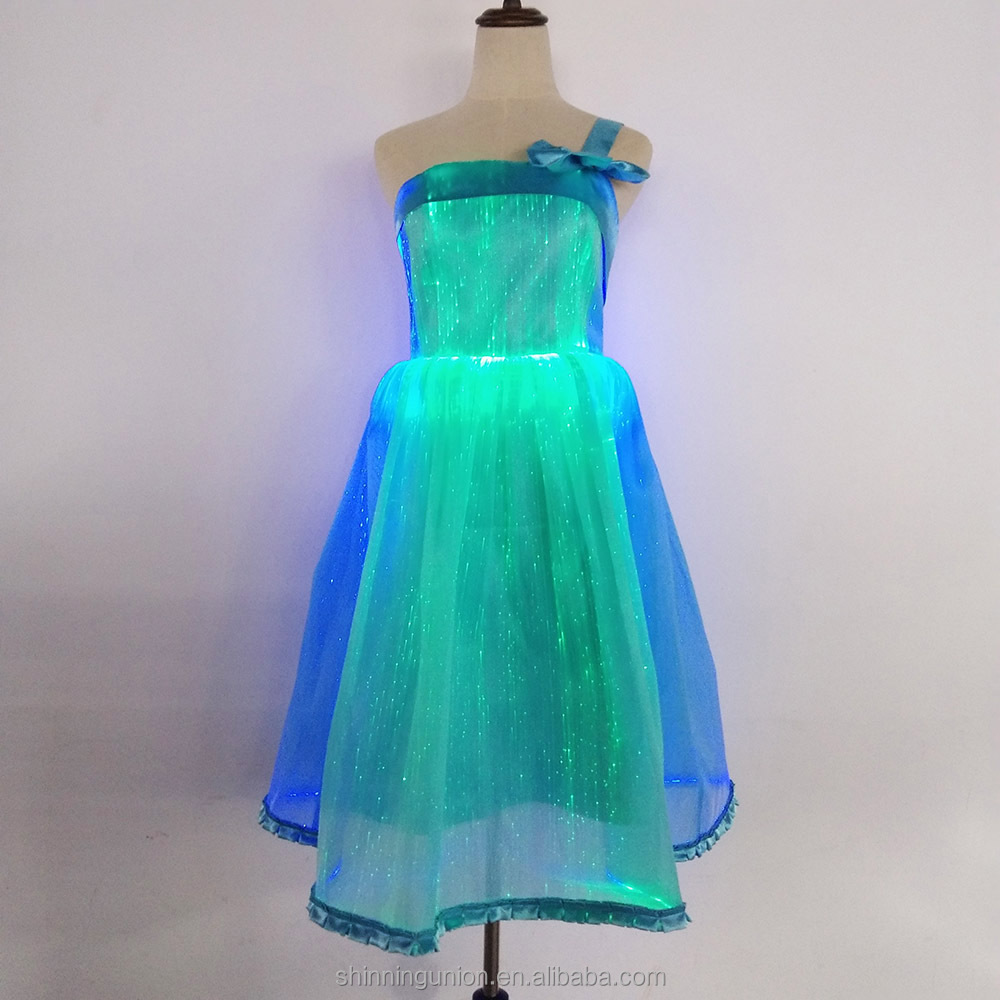 Luminous Kids Princess Dresses with LED Lights - Prom Dress LED Fiber Optics Fabric Light Up - Illuminated Evening Dress Wedding