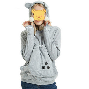 Ladies Pet Carrier Thicken Shirts Kitten Puppy Holder Animal Pouch Hood Breathable Sweatshirt For Children