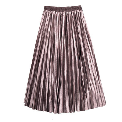 Autumn fashion women's high waist skirt thin retro medium length irregular large swing A-line pleated skirt for women