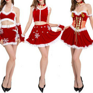 Wholesale Price Red Holiday Dress Ladies Sexy Christmas Perspective Dress Festival Party Santa Claus Costumes