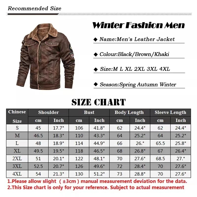 H 10% OFF Winter Lapel Large Coat Men's Jacket Casual Fashion Motorcycle Loose Leather Jackets Outwear Fleece Thick Windbreaker